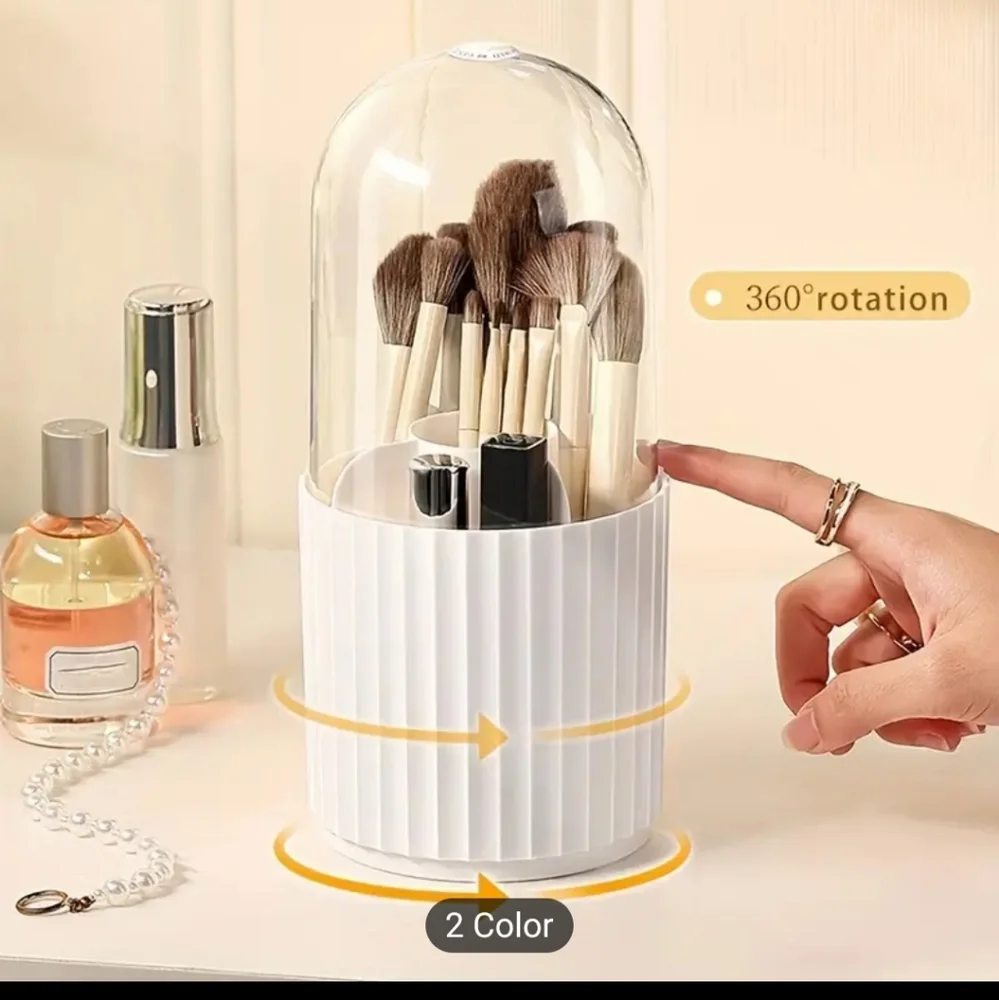 NIB Dustproof makeup tools rotating holder holds brushes and more
